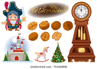 The Nutcracker. Set of vector illustrations for Christmas and New Year's design.