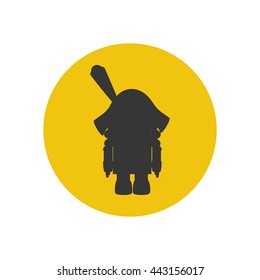 The Nutcracker Silhouette Icon On The Yellow Background. Vector Illustration