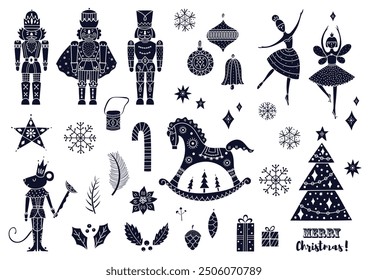  Nutcracker. Silhouettes. Magic vector illustration. Transparent background.