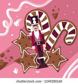 nutcracker soldier with cane and cookies