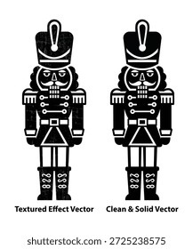 Soldado Cascanueces Limpio y Grunge Texturizado Ilustración vectorial Comparación