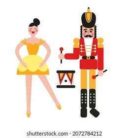 Nutcracker Soldat und Mädchen Ballerina. Weihnachten- und Neujahrsspielzeug.