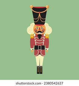 nutcracker soldier handsome dressed vector flat illustration