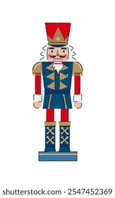 Nutcracker Soldier llustration. Christmas Toy Illustration. Holiday Decoration. 