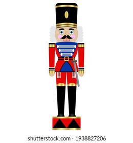 Nutcracker soldier with sword on a drum