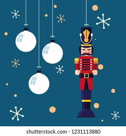 nutcracker soldier toy with balls of christmas