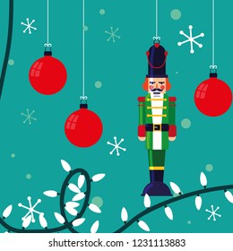 nutcracker soldier toy with balls of christmas