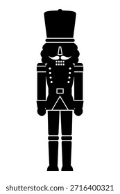Icono de silueta de Vector de soldado cascanueces. Figura de juguete de Navidad negra. Elemento de diseño de Festiva.