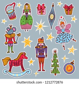 Nutcracker. Stickers. Magic vector illustration.