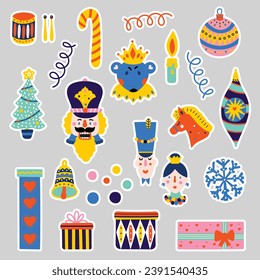Nutcracker. Stickers. СChristmas magic vector illustration.