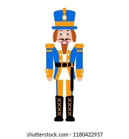 Nutcracker toy vector isolated illustration. Christmas soldier toy cartoon flat icon.