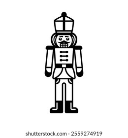 Nutcracker toy vector outline icon black illustration isolated on white background