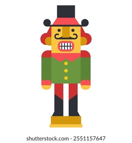 Nutcracker vector Christmas icon isolated on a white background.