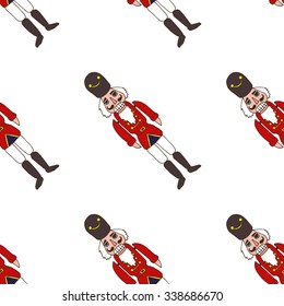 Nutcracker vector seamless pattern, hand drawn sketched doodle