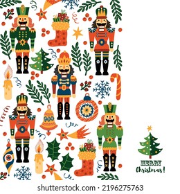 Nutcracker.Christmas vector card. Cute illustration.  