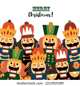 Nutcracker.Christmas vector greeting card. Cute illustration.  