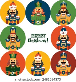Nutcracker.Christmas vector greeting card. Cute illustration.  