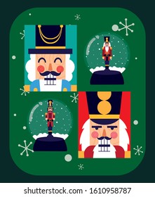 Nutcrackers design, Merry chritmas winter season decoration card invitation celebration and holiday theme Vector illustration