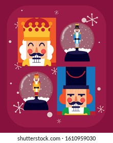 Nutcrackers design, Merry chritmas winter season decoration card invitation celebration and holiday theme Vector illustration