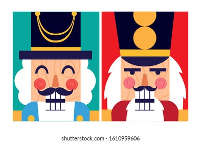 Nutcrackers design, Merry chritmas winter season decoration card invitation celebration and holiday theme Vector illustration