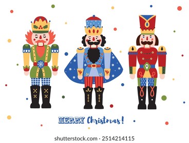 Nutcrackers. Interior poster.  Cute Christmas illustration. 

