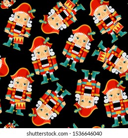 Сhristmas Nutcrackers. Seamless background pattern. Vector illustration