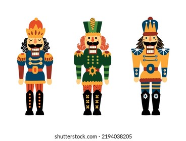 Nutcrackers. Set. Cute Christmas illustration. 
