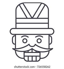 nutcracker,toy soldier vector line icon, sign, illustration on background, editable strokes