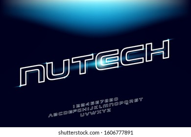Nutech, an Abstract modern minimalist alphabet fonts. technology futuristic display creative Typography. vector illustration