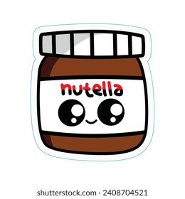 Nutella chocolate jar Kawaii - Kawaii Food Sticker design