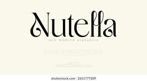 Nutella Elegant and luxury modern alphabet letter font. typography sans serif fonts logo font premium vector Premium Vector