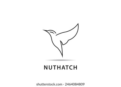 Icono del logotipo del pájaro de Nuthatch, logotipo de la silueta del pájaro de Nuthatch sobre un fondo blanco.