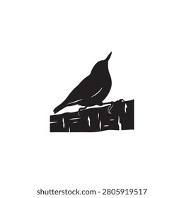 Nuthatch bird silhouette vector flat illustration design.