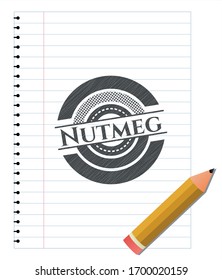 Nutmeg draw (pencil strokes). Vector Illustration. Detailed.