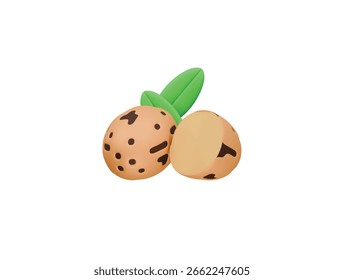  Icono de nuez moscada 3D Ilustración Render
