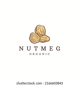 Plantilla de diseño de iconos de logotipo de nutmeg vector plano