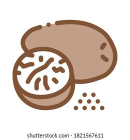 Nutmeg-Nuss-Symbol-Vektorgrafik. Nutmeg-Nuss-Schild. Illustration von Farbzeichen