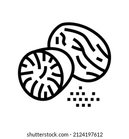 nutmeg nut line icon vector. nutmeg nut sign. isolated contour symbol black illustration