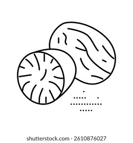 nutmeg nut line icon vector. nutmeg nut sign. isolated contour symbol black illustration