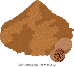 Ilustración vectorial de polvo de nuez moscada.