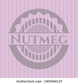 Nutmeg retro pink emblem. Vector Illustration. Detailed.