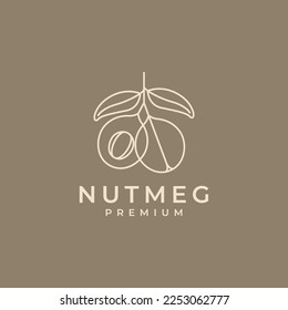 línea de cocina de especias nutmeg diseño de logotipo mínimo ilustración de icono vectorial plantilla