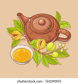 nutmeg tea vector illustration on color background