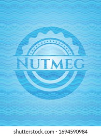 Nutmeg water wave representation style badge. Vector Illustration. Detailed.