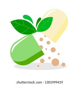 Nutraceuticals logo design. Phytopreparations vector design.Pills capsules icon-medical illustration-pills isolated-pharmacy. Vector