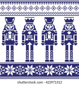 Nutrckrackers seamless Christmas, winter navy pattern
  