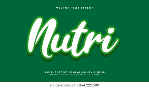 Nutri Green 3d editable text effect Template Suitable for organic badge and farm theme