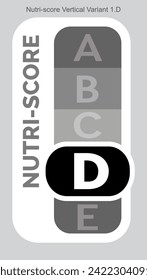 Nutri score Grading System Food Sugar Level Beverages Mark Label Vertical Variant 2 D Monochrome