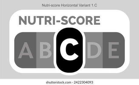 Nutri score Grading System Food Sugar Level Beverages Mark Label Horizontal Variant 1 C Monochrome