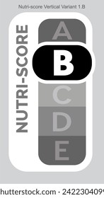 Nutri score Grading System Food Sugar Level Beverages Mark Label Vertical Variant 2 B Monochrome